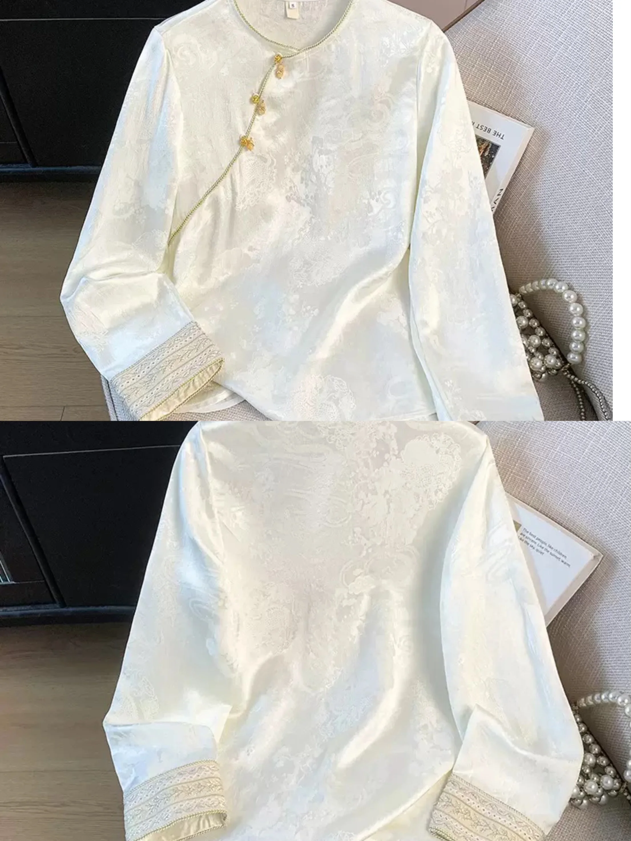Jacquard Round Neck Casual Shirt Autumn New Chinese Vintage Blouse Improved Tang Clothes Hanfu Women Long Sleeve Top Shirts
Jacquard Round Neck Casual Shirt Autumn New Chinese Vintage Blouse Improved Tang Clothes Hanfu Women Long Sleeve Top Shirts