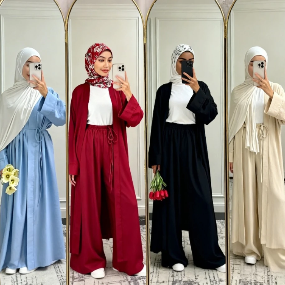 Женские брюки Абая, мусульманский комплект из 2 предметов, блузка, длинный кардиган, рубашка, широкий брючный костюм, Рамадан, Марокко, Дубай, ансамбль, арабская одежда
Женские брюки Абая, мусульманский комплект из 2 предметов, блузка, длинный кардиган, рубашка, широкий брючный костюм, Рамадан, Марокко, Дубай, ансамбль, арабская одежда