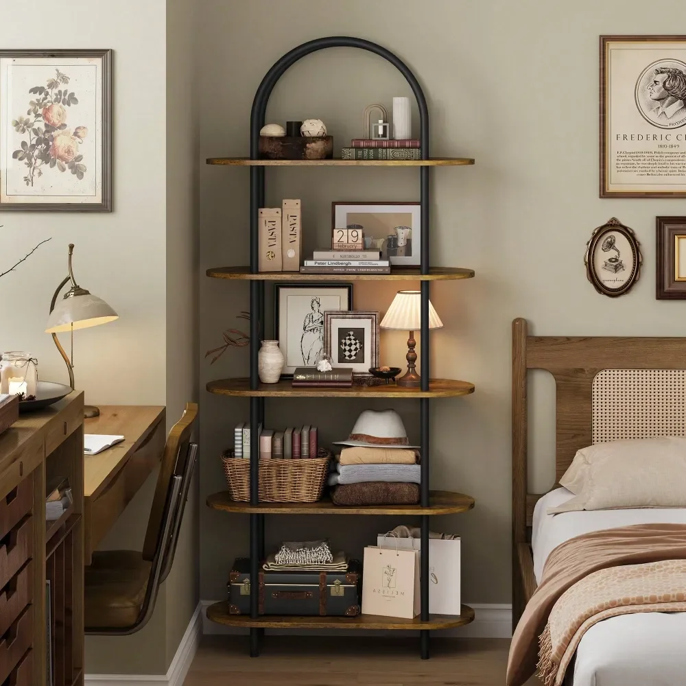 Bookshelf Arched Bookcase,5 Tier Open Bookshelf, Industrial Arched Bookcase Display Shelf Racks, Tall Storage Organizer Freesta
Bookshelf Arched Bookcase,5 Tier Open Bookshelf, Industrial Arched Bookcase Display Shelf Racks, Tall Storage Organizer Freesta