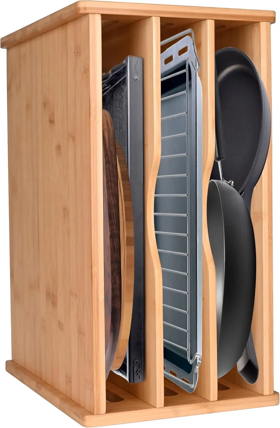 Cookie Sheet Organizer for Cabinet, 4 Tier Bamboo Baking Sheet Organizer for Sto
Cookie Sheet Organizer for Cabinet, 4 Tier Bamboo Baking Sheet Organizer for Sto