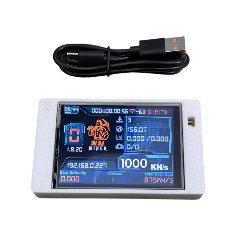 Nmminer Nerdminer 2,8-дюймовый цветной дисплей Bitcoin BTC Crypto Solo Машина для горнодобывающей лотереи 1000KH/S Nerd Miner
Nmminer Nerdminer 2,8-дюймовый цветной дисплей Bitcoin BTC Crypto Solo Машина для горнодобывающей лотереи 1000KH/S Nerd Miner