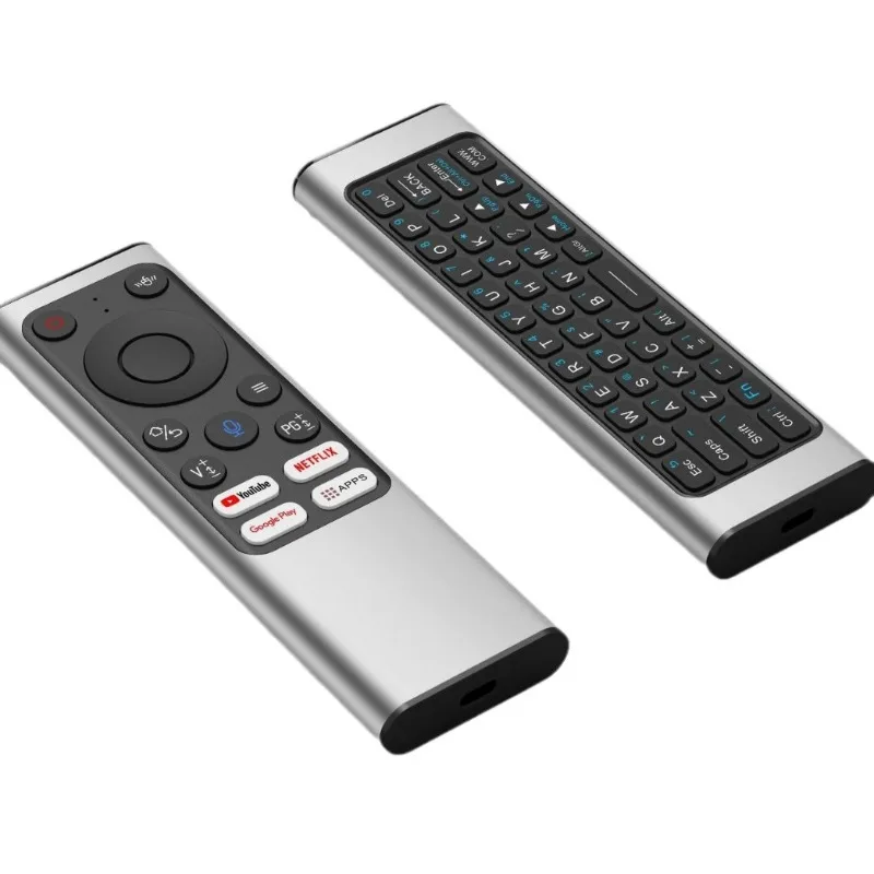 Aluminum alloy X9 flying mouse voice universal remote control infrared learning 2.4G, BLE, mini keyboard explosion
Aluminum alloy X9 flying mouse voice universal remote control infrared learning 2.4G, BLE, mini keyboard explosion