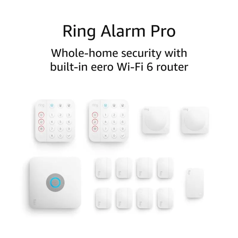 Alarm Pro (невейшая модель), комплект из 14 предметов, встроенный маршрутизатор Eero Wi-Fi 6, и 30-дневная бесплатная подписка Ring Home
Alarm Pro (невейшая модель), комплект из 14 предметов, встроенный маршрутизатор Eero Wi-Fi 6, и 30-дневная бесплатная подписка Ring Home