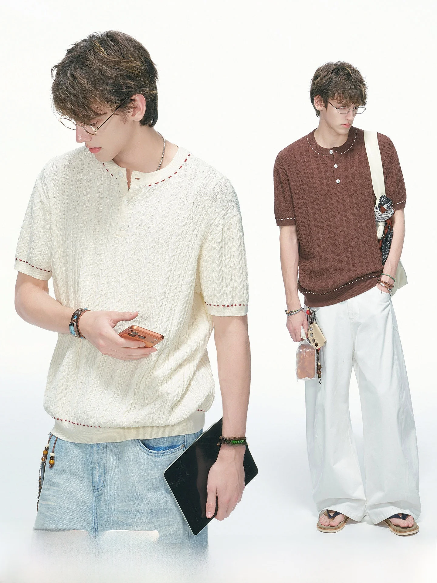 Dreammade Hand Sewn Knitted Short Sleeve Henry Collar T-Shirt Men's Summer Loose Fit Breathable Cotton Blend Youth Fashion
Dreammade Hand Sewn Knitted Short Sleeve Henry Collar T-Shirt Men's Summer Loose Fit Breathable Cotton Blend Youth Fashion