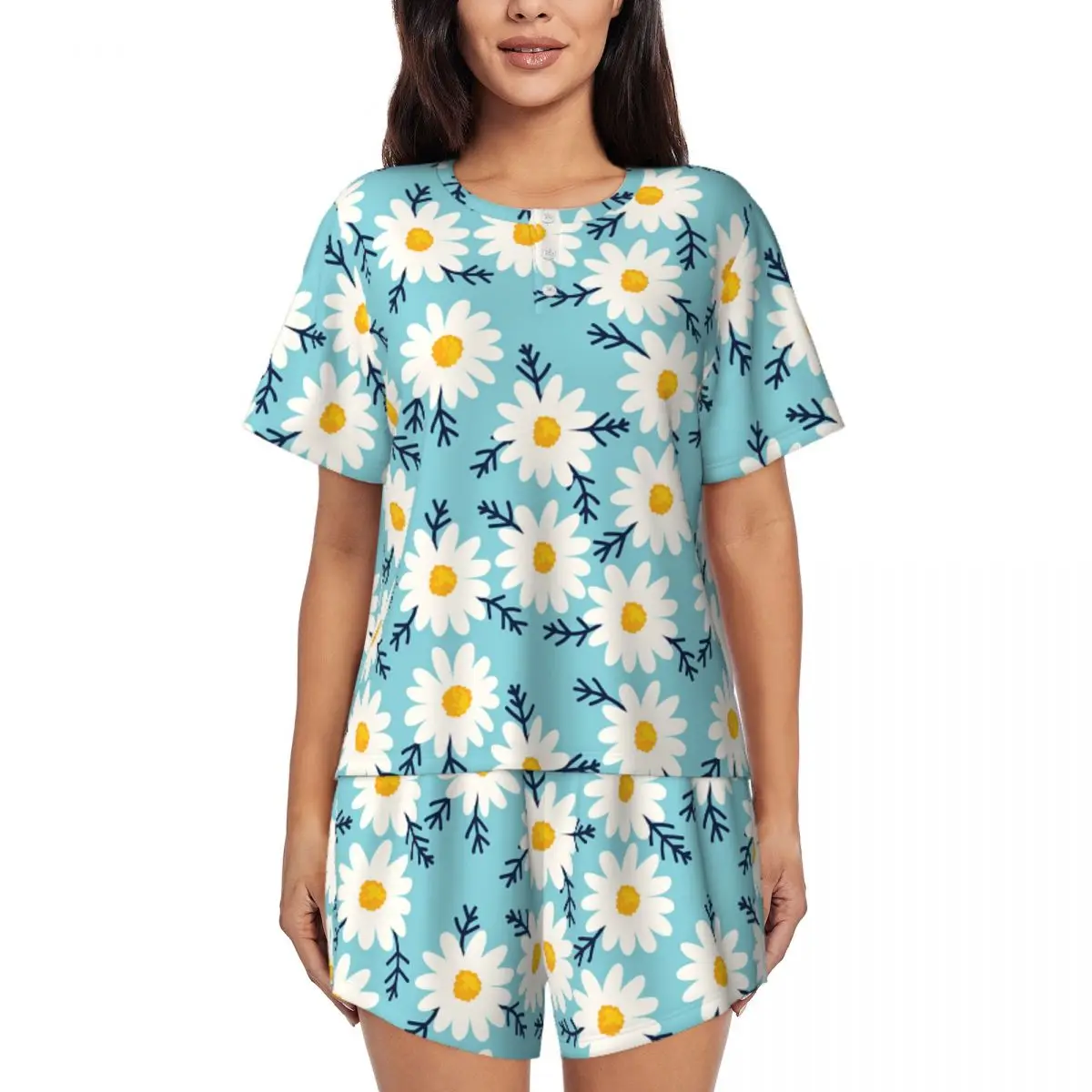 Custom Women's Daisy Floral Print Pajamas Set Printed Chamomile Flower 2 Piece Pj Sets Short Sleeve Sleepwear Loungewear
Custom Women's Daisy Floral Print Pajamas Set Printed Chamomile Flower 2 Piece Pj Sets Short Sleeve Sleepwear Loungewear