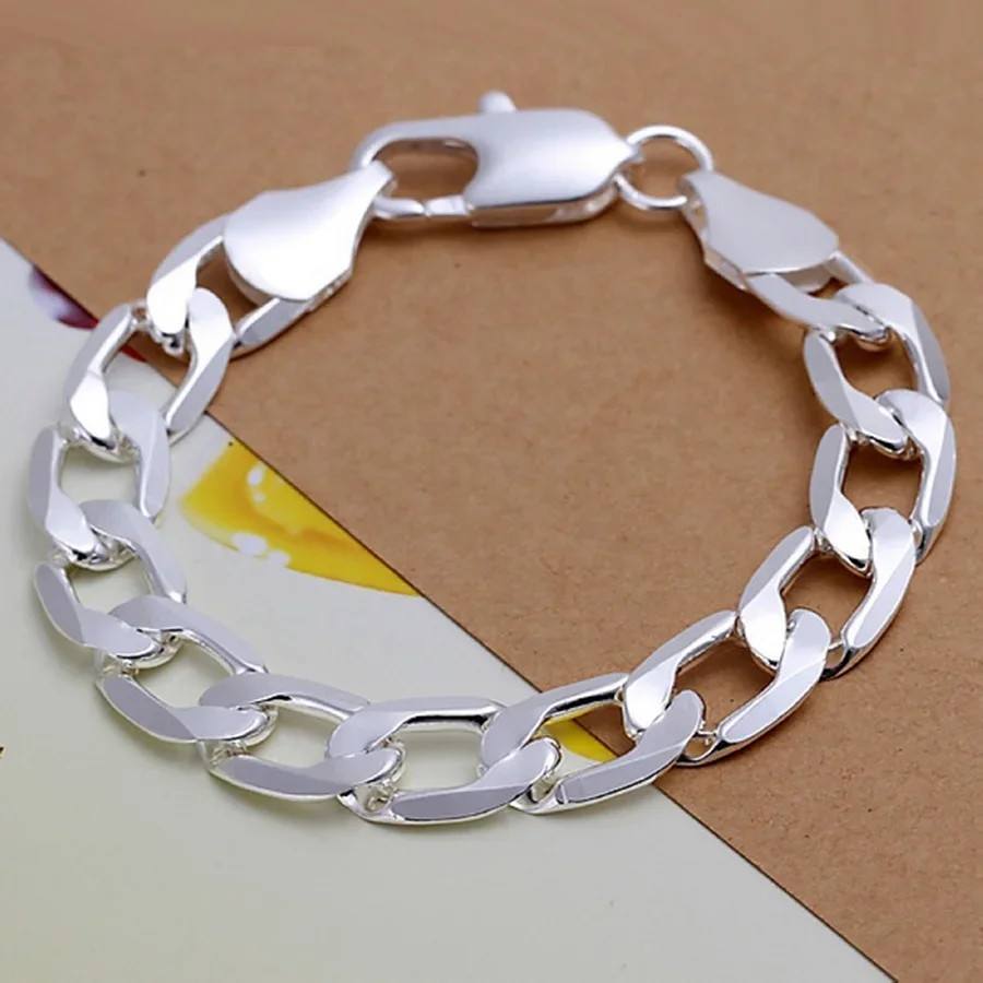 Noble 925 Sterling silver solid bracelet 12MM chain women Men Silver color Jewelry fashion beautiful hot Figaro Chain
Noble 925 Sterling silver solid bracelet 12MM chain women Men Silver color Jewelry fashion beautiful hot Figaro Chain