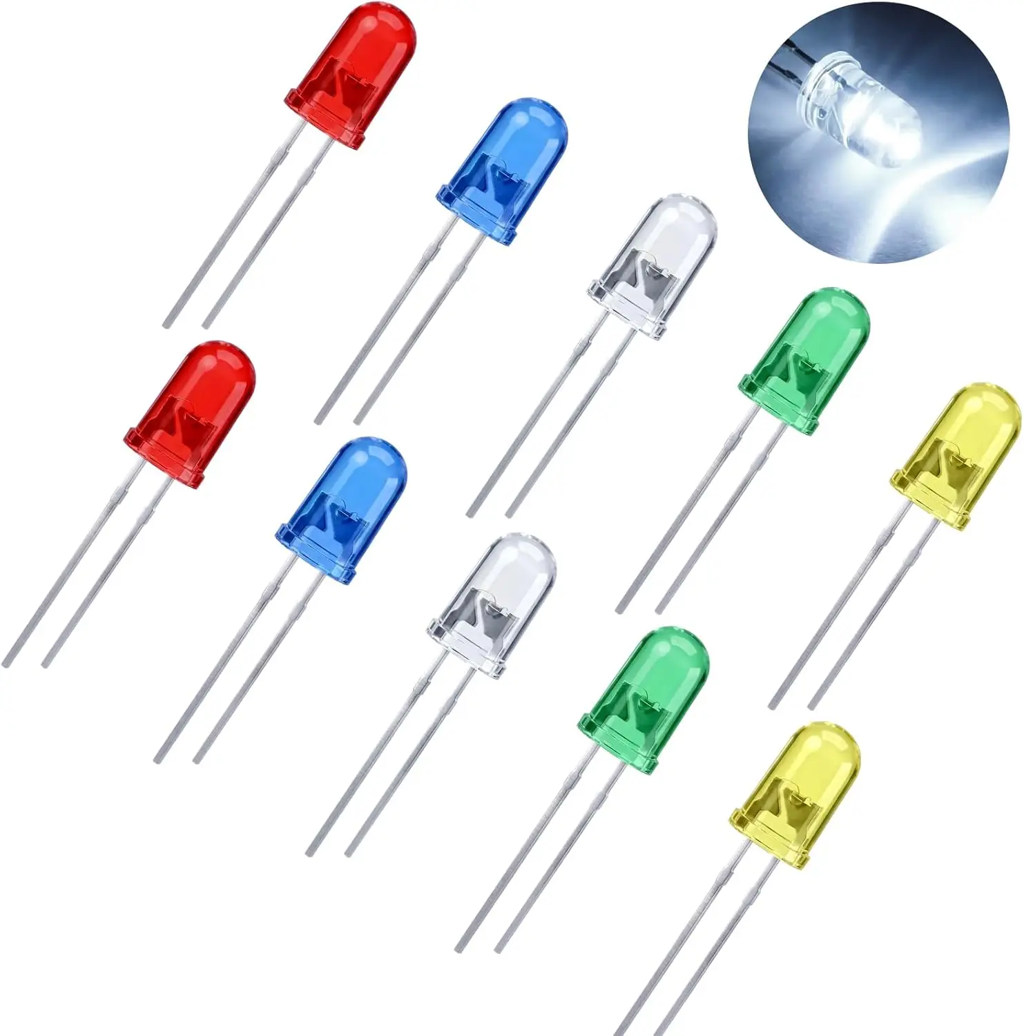 200pcs Long Lead 5mm LED kit and LED diode Lights Emitting Diode LED Assortment Kit for Tiny Small led and Single led Light led
200pcs Long Lead 5mm LED kit and LED diode Lights Emitting Diode LED Assortment Kit for Tiny Small led and Single led Light led