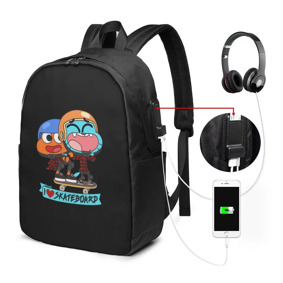 Gumball Darwin Skate Backpack Travel Notebook Bag Computer College Student School Bag Laptop Shoulder Bags for Men Women
Gumball Darwin Skate Backpack Travel Notebook Bag Computer College Student School Bag Laptop Shoulder Bags for Men Women