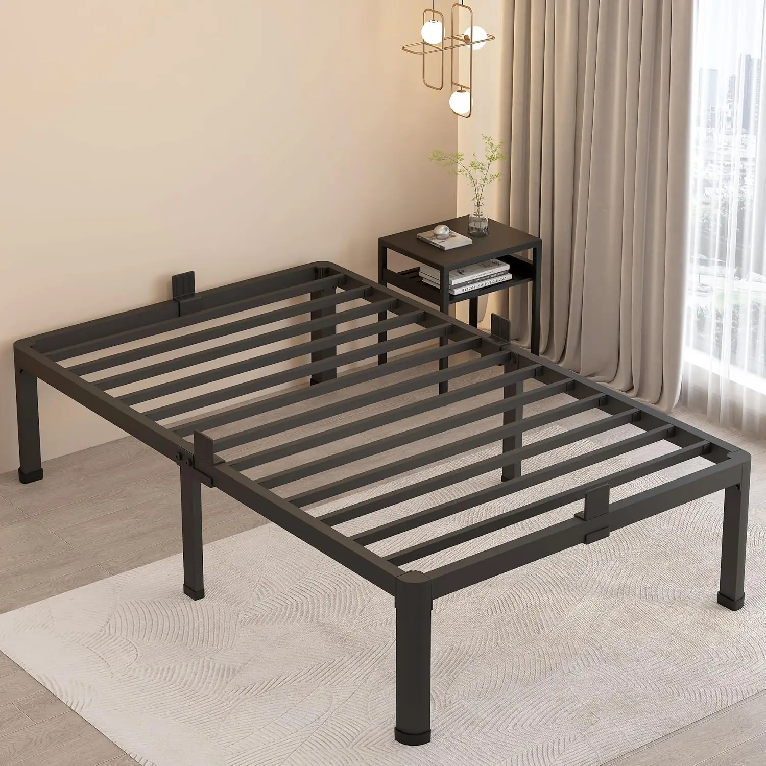 18 Inch Twin XL Metal Bed Frame with Round Corners, Mattress Stopper, No Box Spring Needed, Heavy Duty 3000 LBS Support
18 Inch Twin XL Metal Bed Frame with Round Corners, Mattress Stopper, No Box Spring Needed, Heavy Duty 3000 LBS Support