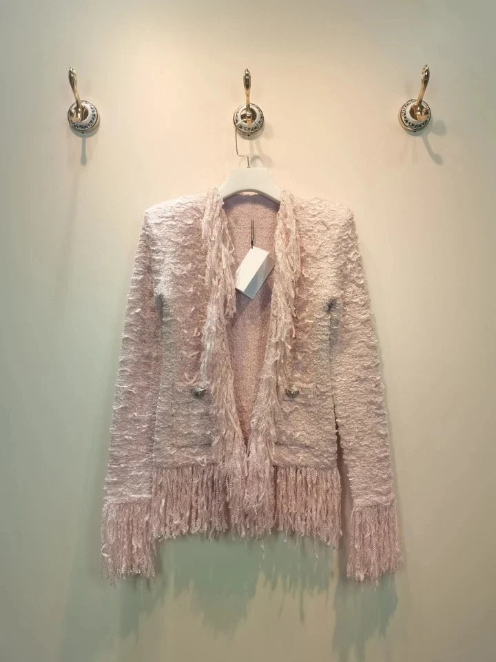 Autumn Winter Luxury New Women Shoulder Pads Tassel Pink Tweed Jacket Coat Female Chic Outerwear
Autumn Winter Luxury New Women Shoulder Pads Tassel Pink Tweed Jacket Coat Female Chic Outerwear