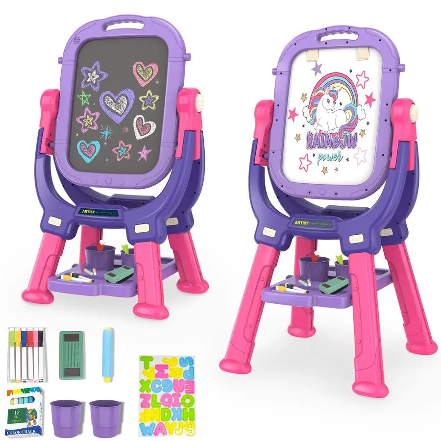 Мольберт для детей, вращающийся двусторонний художественный мольберт с магнитной белой доской и усилителем, классная доска, регулируемый стоячий мольберт для малышей
Мольберт для детей, вращающийся двусторонний художественный мольберт с магнитной белой доской и усилителем, классная доска, регулируемый стоячий мольберт для малышей