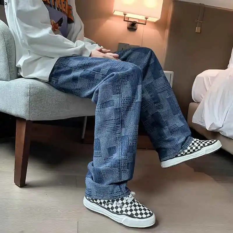 Retro Japanese Plaid Men's Jeans High Street Trendy Brand Hip Hop Loose Harajuku Casual Elastic Waist Wide Leg Pants
Retro Japanese Plaid Men's Jeans High Street Trendy Brand Hip Hop Loose Harajuku Casual Elastic Waist Wide Leg Pants