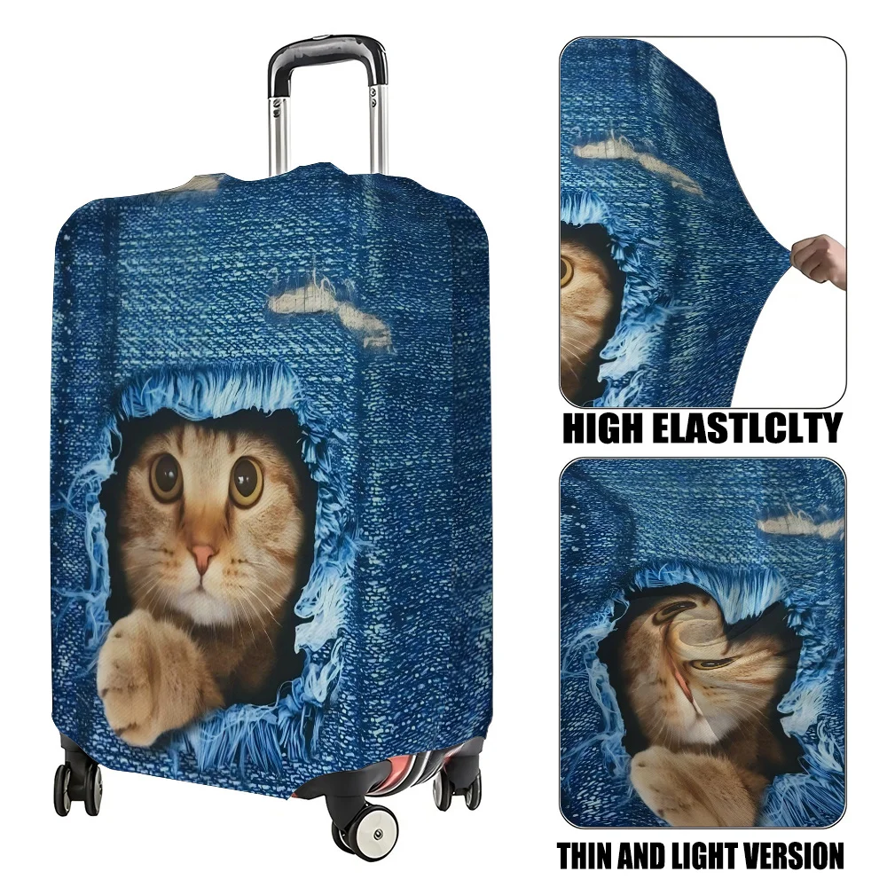 Denim cat pattern elastic luggage cover, practical luggage cover, durable travel luggage cover
Denim cat pattern elastic luggage cover, practical luggage cover, durable travel luggage cover
