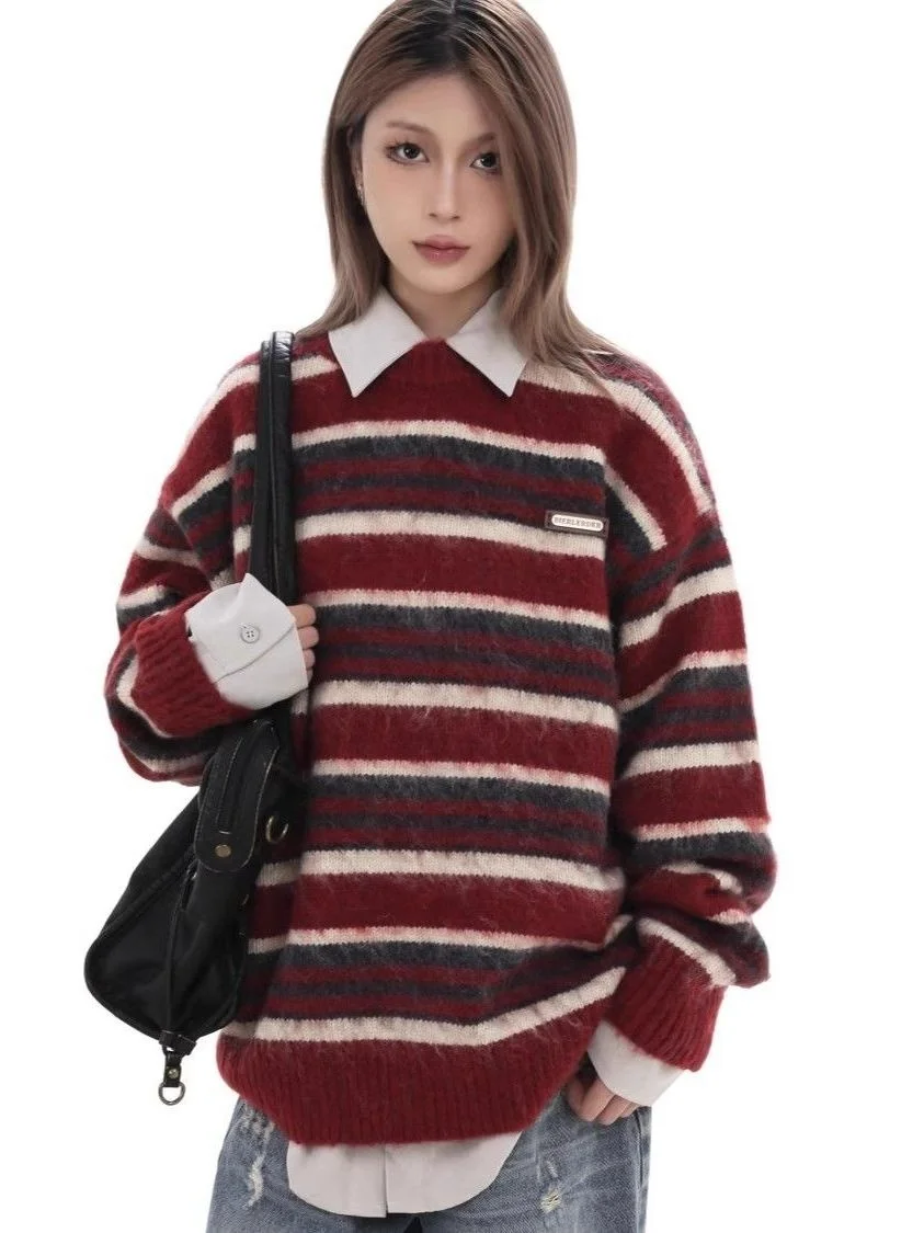 American Sle Loose Fit round Ne Knitwear Sweater Men's Striped Casual Autumn Faion Versatile Comfortable Polyester Blend
American Sle Loose Fit round Ne Knitwear Sweater Men's Striped Casual Autumn Faion Versatile Comfortable Polyester Blend