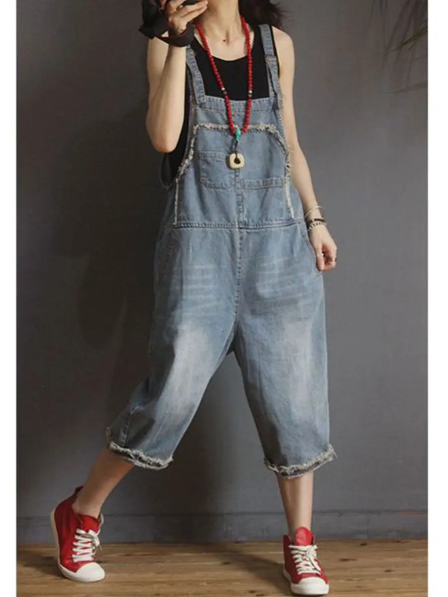 Summer New Women's Denim Jumpsuit Loose Seven Part Shoulder Strap Wide Leg Pants
Summer New Women's Denim Jumpsuit Loose Seven Part Shoulder Strap Wide Leg Pants