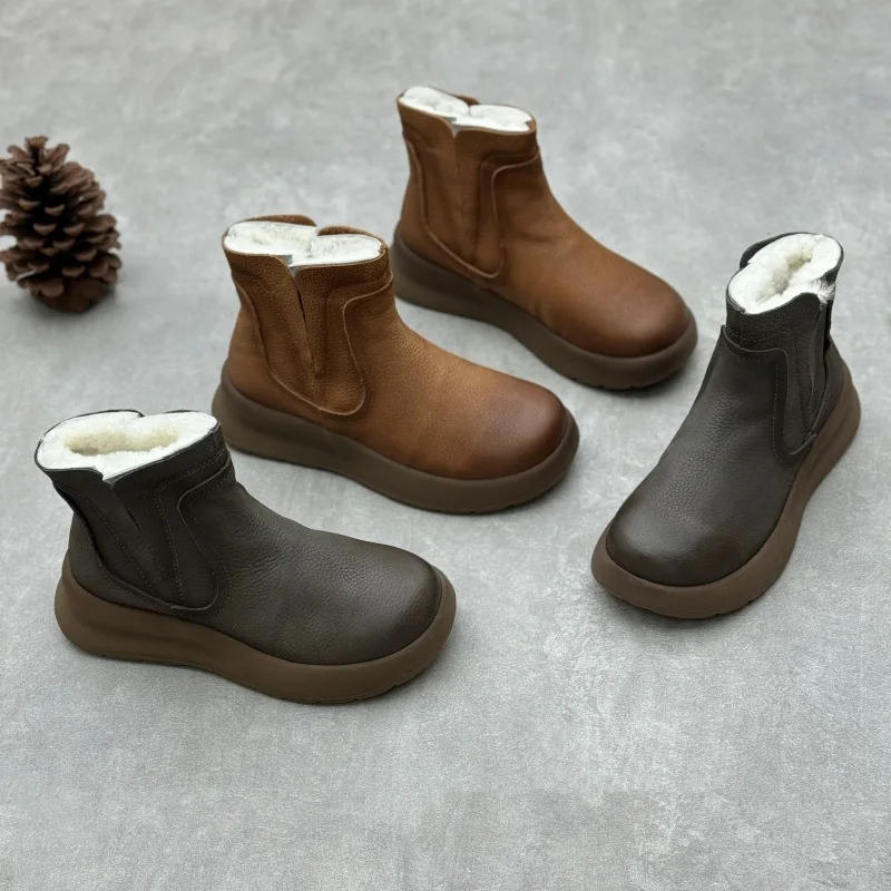 GKTINOO Genuine Leather Cotton Boots 2025 Winter New Retro Handmade Round Toe Thick Soled Warm Wool Women's Boots
GKTINOO Genuine Leather Cotton Boots 2025 Winter New Retro Handmade Round Toe Thick Soled Warm Wool Women's Boots