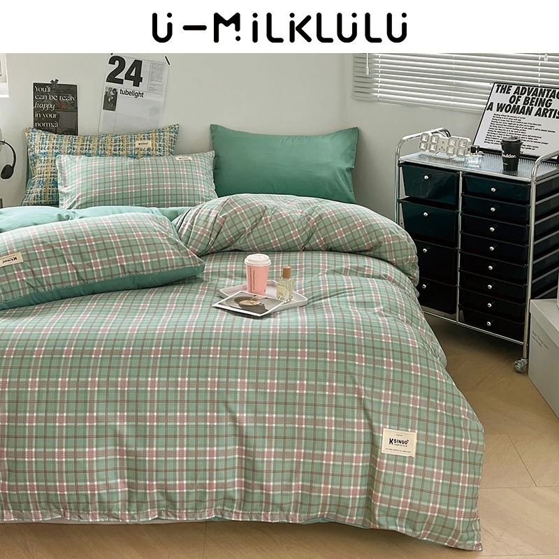 Green Pink Plaid Bedding Set Luxury Simple Iand Freshness Line Queen Comforter Cotton King Size Sheet Comfortable Duvet Cover
Green Pink Plaid Bedding Set Luxury Simple Iand Freshness Line Queen Comforter Cotton King Size Sheet Comfortable Duvet Cover