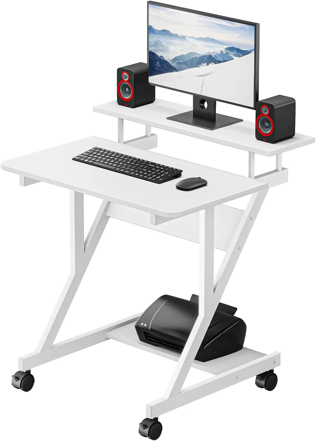 27.5 Inch Small Computer Desk with Monitor Shelf and Storage, Space Saving Compact Desk for Small Spaces, White
27.5 Inch Small Computer Desk with Monitor Shelf and Storage, Space Saving Compact Desk for Small Spaces, White