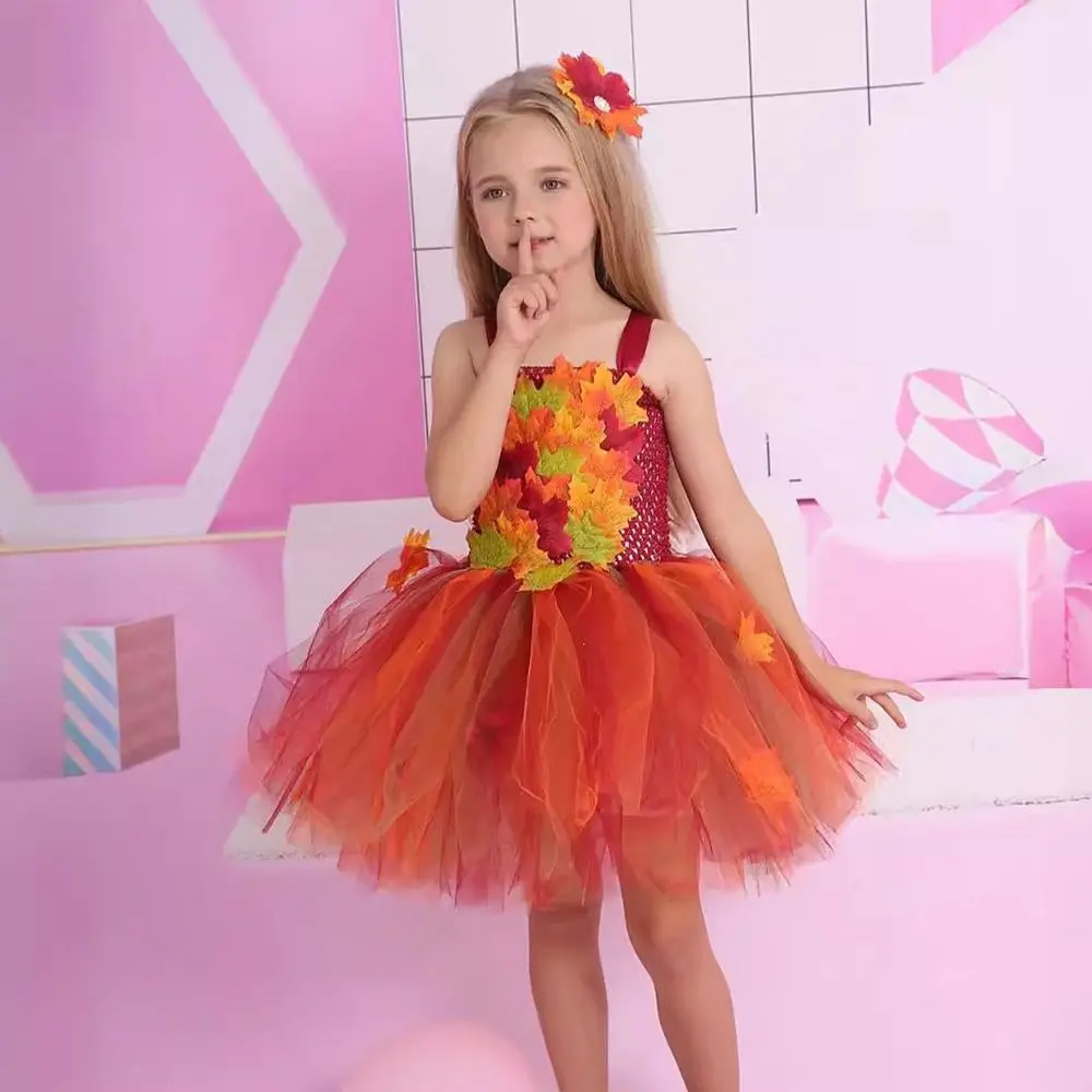 Fashion Maple Leaves Tutu Dress with Hairpin Cute Princess Dress Autumn Colors Puffy Thanksgiving DayDress Dance
Fashion Maple Leaves Tutu Dress with Hairpin Cute Princess Dress Autumn Colors Puffy Thanksgiving DayDress Dance