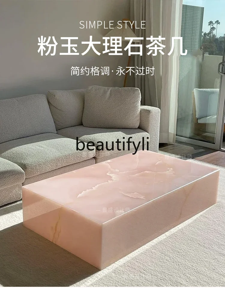Italian minimalist natural powder jade sapphire marble coffee table villa living room combination 
Italian minimalist natural powder jade sapphire marble coffee table villa living room combination