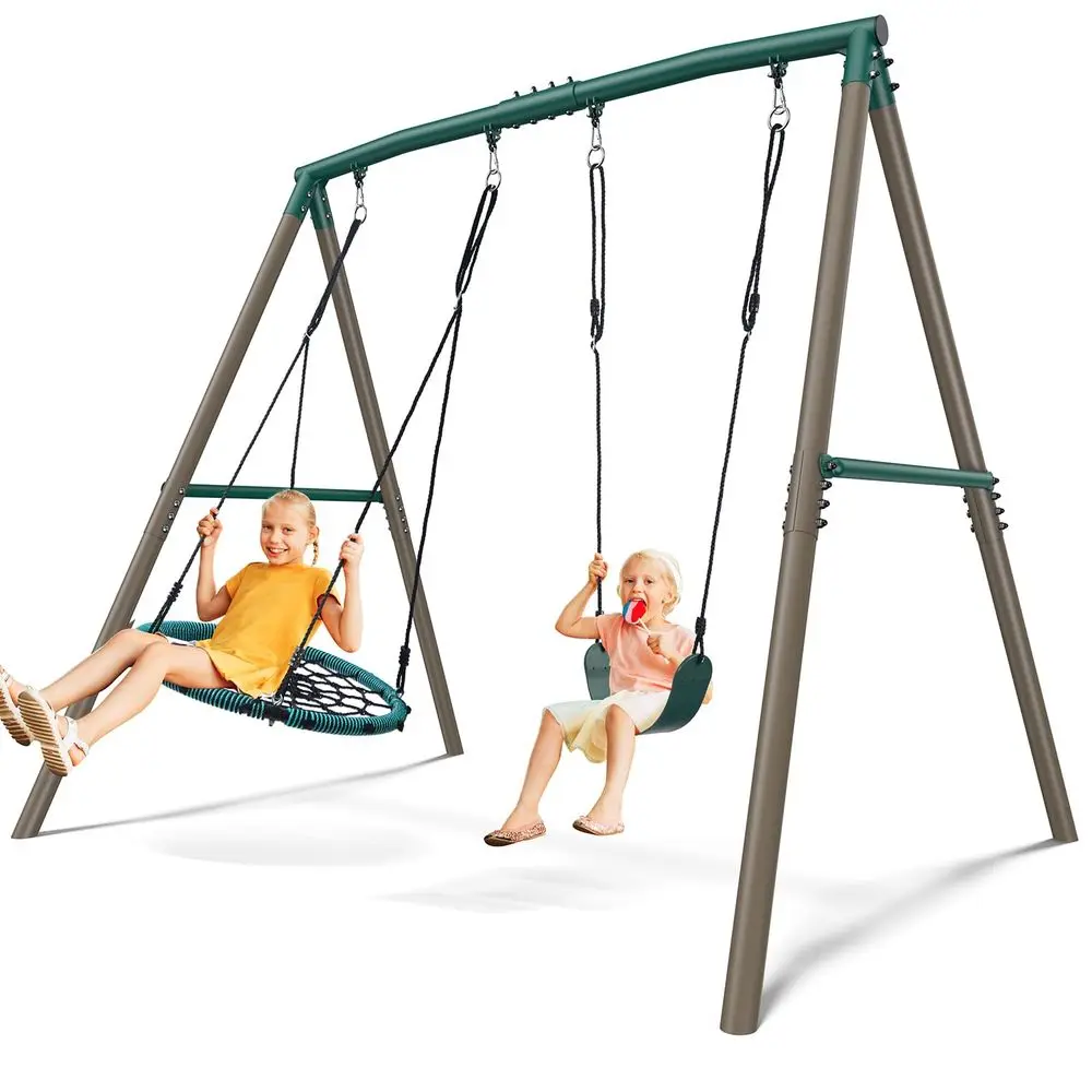 7.5ft Tall Swing Sets for Backyard, 500lbs Heavy Duty Metal Swing Set for Kids and Adults with Spider Swing and Belt Swing, AFr
7.5ft Tall Swing Sets for Backyard, 500lbs Heavy Duty Metal Swing Set for Kids and Adults with Spider Swing and Belt Swing, AFr