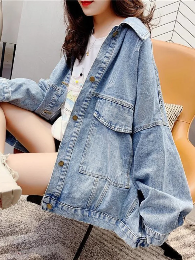 2022 Fashion Womens Black Blue Denim Jacket Korean Version Spring Autumn Jeans Coat Casual Harajuku Streetwear Female Vintage
2022 Fashion Womens Black Blue Denim Jacket Korean Version Spring Autumn Jeans Coat Casual Harajuku Streetwear Female Vintage