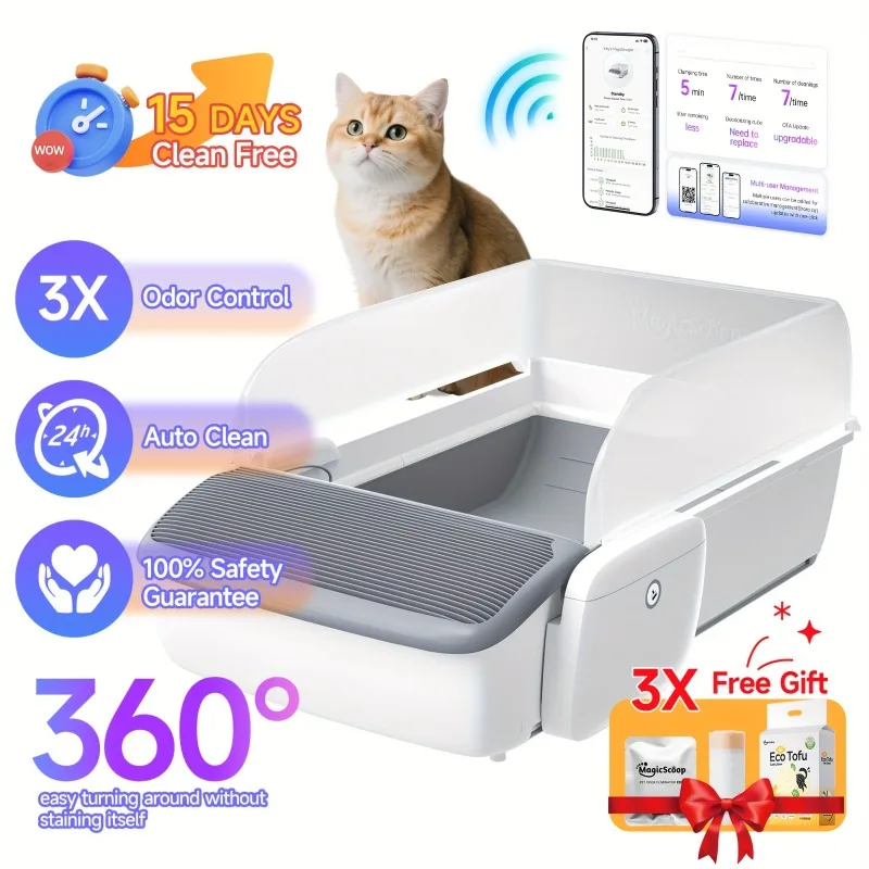 Self Cleaning Automatic Cat Litter Box Robot Open Top Large Capacity App Control Anti Pinch Odor Free Waste System MultiCat Free
Self Cleaning Automatic Cat Litter Box Robot Open Top Large Capacity App Control Anti Pinch Odor Free Waste System MultiCat Free