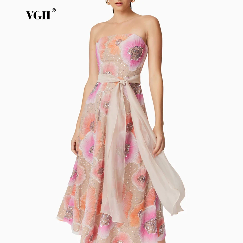 VGH Retro Slimming Printing Dresses For Women Strapless Sleeveless High Waist Spliced Lace Up Designer Dress Female Style New
VGH Retro Slimming Printing Dresses For Women Strapless Sleeveless High Waist Spliced Lace Up Designer Dress Female Style New