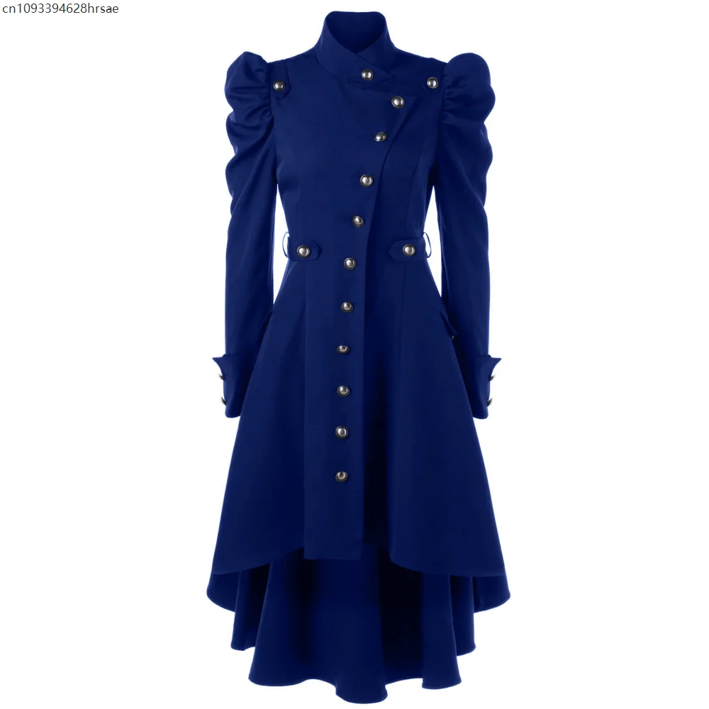 AF1 Autumn Gothic British Style Coat For Women Medieval Steampunk Solid Color Irregular Stand Collar Dress Halloween Outwear
AF1 Autumn Gothic British Style Coat For Women Medieval Steampunk Solid Color Irregular Stand Collar Dress Halloween Outwear