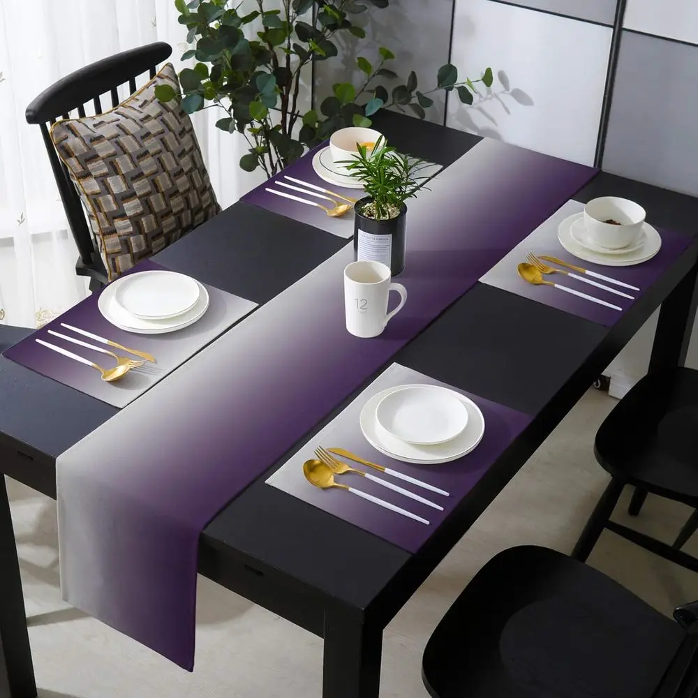 Gray and Purple Gradient Cotton-Linen Placemats Set, Heat Resistant & Washable, 6 Mats, 16x72 Inch for Dining & Kitchen Use
Gray and Purple Gradient Cotton-Linen Placemats Set, Heat Resistant & Washable, 6 Mats, 16x72 Inch for Dining & Kitchen Use