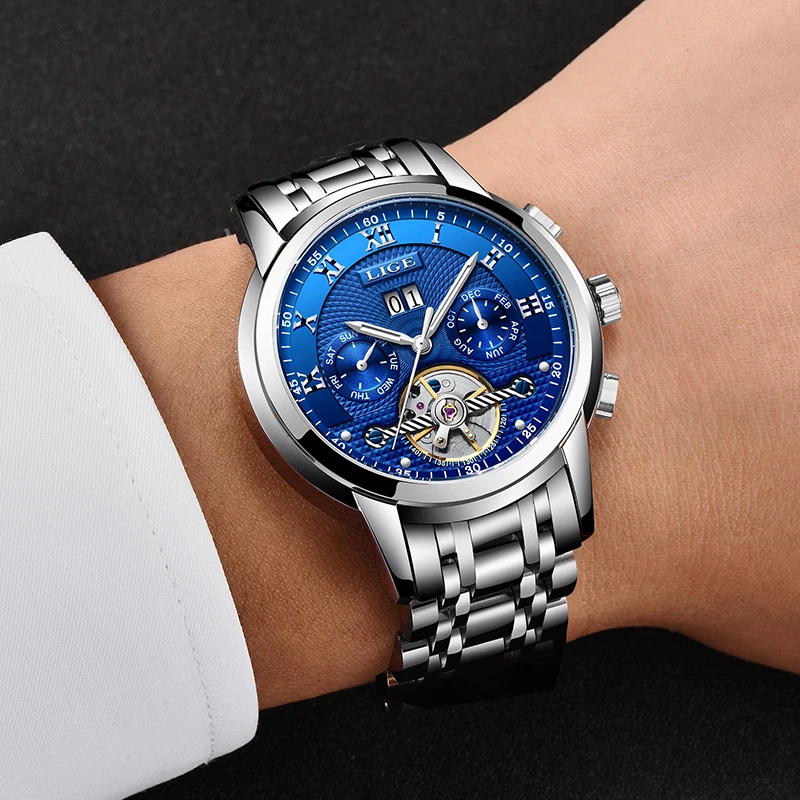 LIGE лучший бренд класса люкс автоматические механические мужские часы модные деловые водонепроницаемые повседневные простые часы из нержавеющей стали для мужчин
LIGE лучший бренд класса люкс автоматические механические мужские часы модные деловые водонепроницаемые повседневные простые часы из нержавеющей стали для мужчин