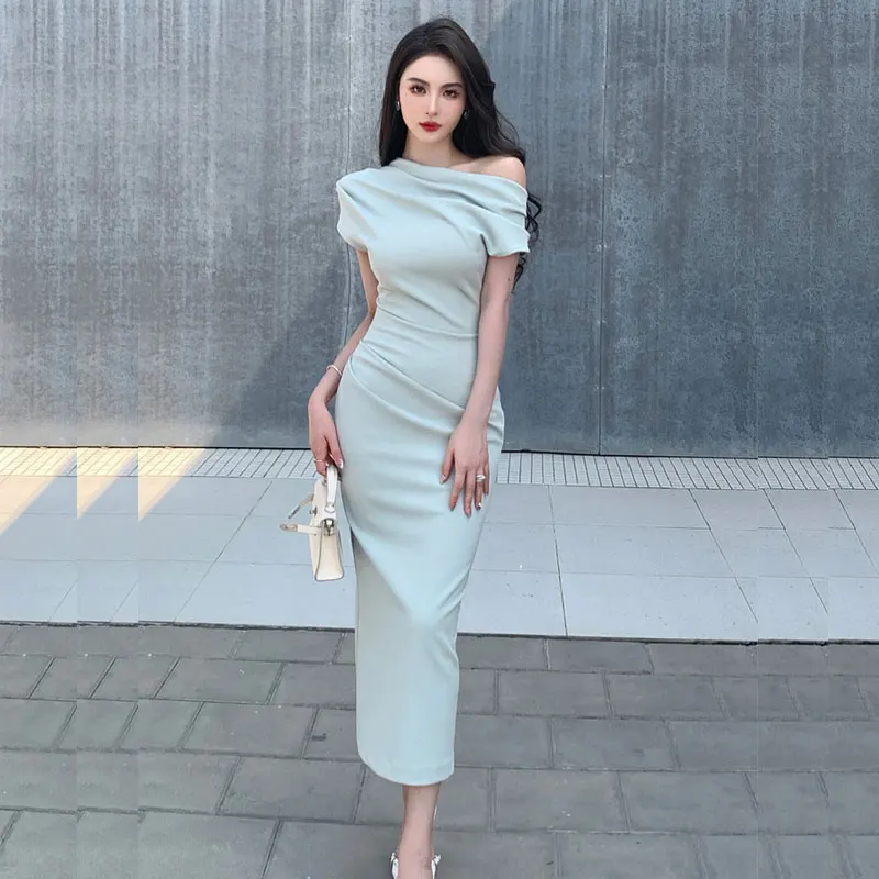 Elegant Solid Women Party Dress Fashion Vintage Diagonal Collar Sheath Robe Female Sundress Retro Evening Club Dress Vestido
Elegant Solid Women Party Dress Fashion Vintage Diagonal Collar Sheath Robe Female Sundress Retro Evening Club Dress Vestido