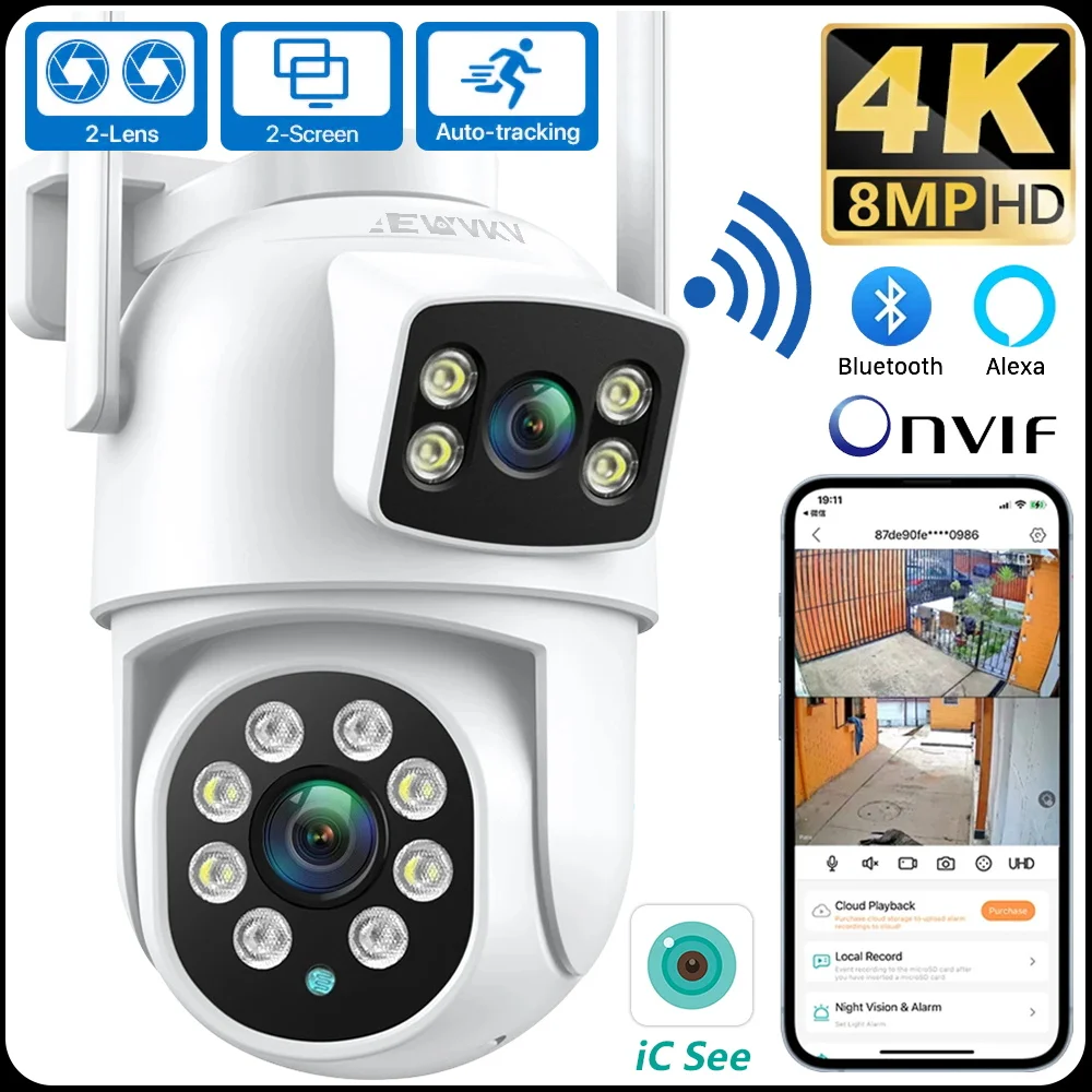 8MP 4K PTZ Wifi IP Camera Dual Lens Security Protection Ai Human Monitor Outdoor Waterproof Night CCTV Video Surveillance Camera
8MP 4K PTZ Wifi IP Camera Dual Lens Security Protection Ai Human Monitor Outdoor Waterproof Night CCTV Video Surveillance Camera