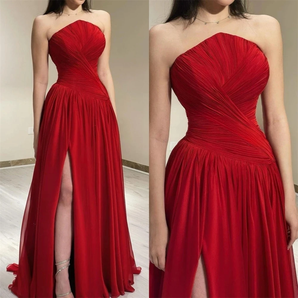 2025 Sexy Dark Red Formal Evening Dress Strapless Draped Silt Chiffon A-line Prom Party Gowns Celebrity Dresses Robe De Soriee
2025 Sexy Dark Red Formal Evening Dress Strapless Draped Silt Chiffon A-line Prom Party Gowns Celebrity Dresses Robe De Soriee