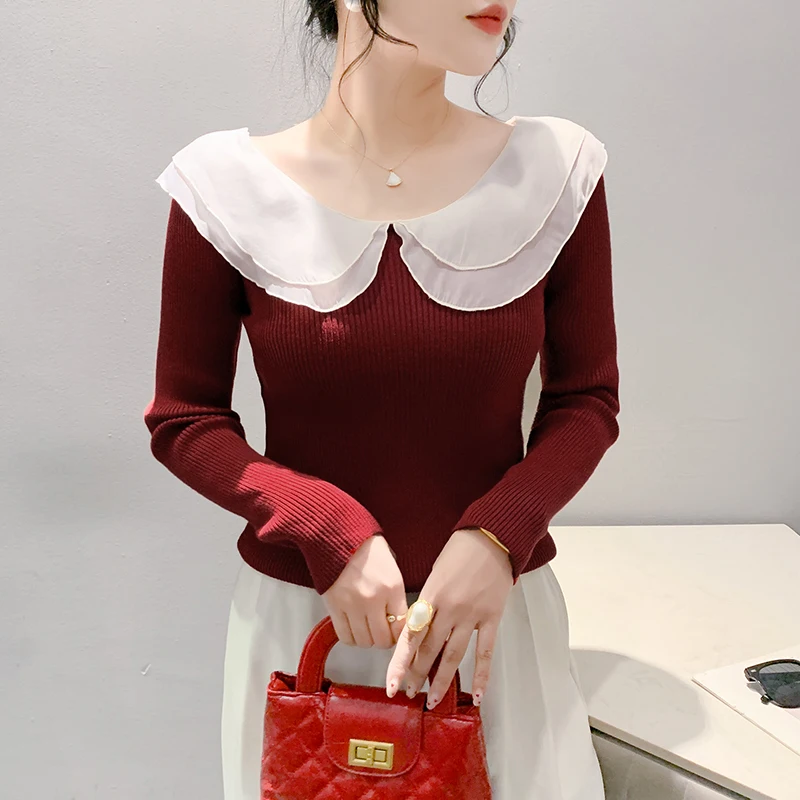 2024,New,European,Clothes,Fall,Winter,Knitted,Sweater,Fashion,Sexy,Turn down Collar,Patchwork,Women,Long Sleeves,Slim,Tops,41044
2024,New,European,Clothes,Fall,Winter,Knitted,Sweater,Fashion,Sexy,Turn down Collar,Patchwork,Women,Long Sleeves,Slim,Tops,41044