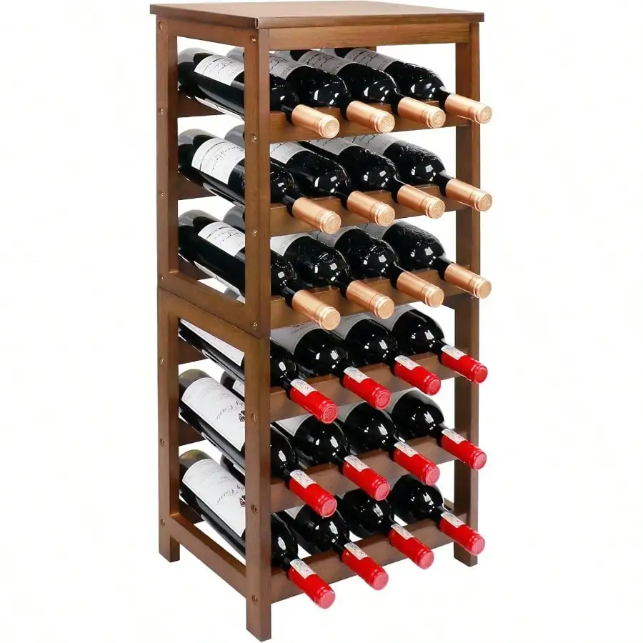 Wine Rack Free Standing Floor, 6-Tier 24 Bottles Display Wine Storage Shelves With Table Top, Easy-Assembly Freestanding Bamboo Wine Racks For Kitchen Dining Room Bar, Walnut
Wine Rack Free Standing Floor, 6-Tier 24 Bottles Display Wine Storage Shelves With Table Top, Easy-Assembly Freestanding Bamboo Wine Racks For Kitchen Dining Room Bar, Walnut