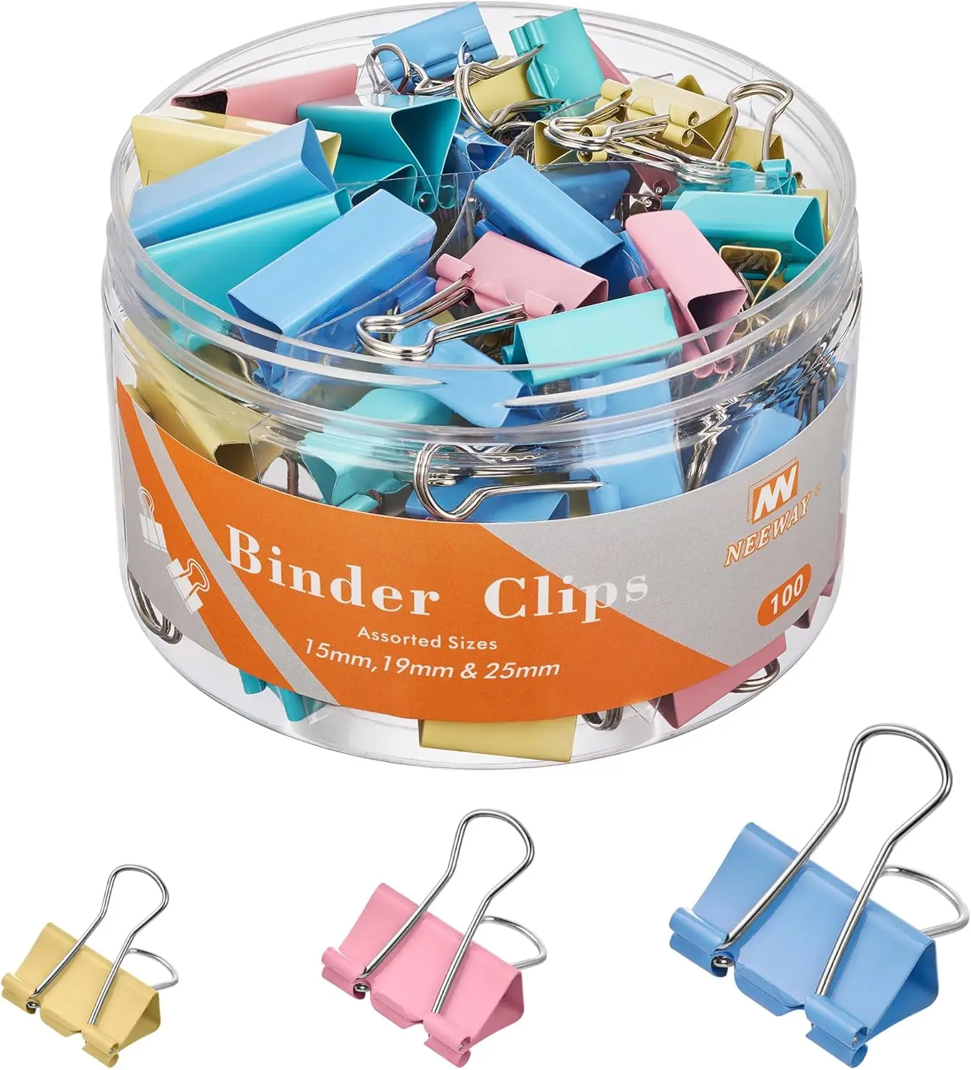 100 Count Binder Clips Assorted Sizes, Metal Paper Clamps for Office and Home, Multicolor
100 Count Binder Clips Assorted Sizes, Metal Paper Clamps for Office and Home, Multicolor