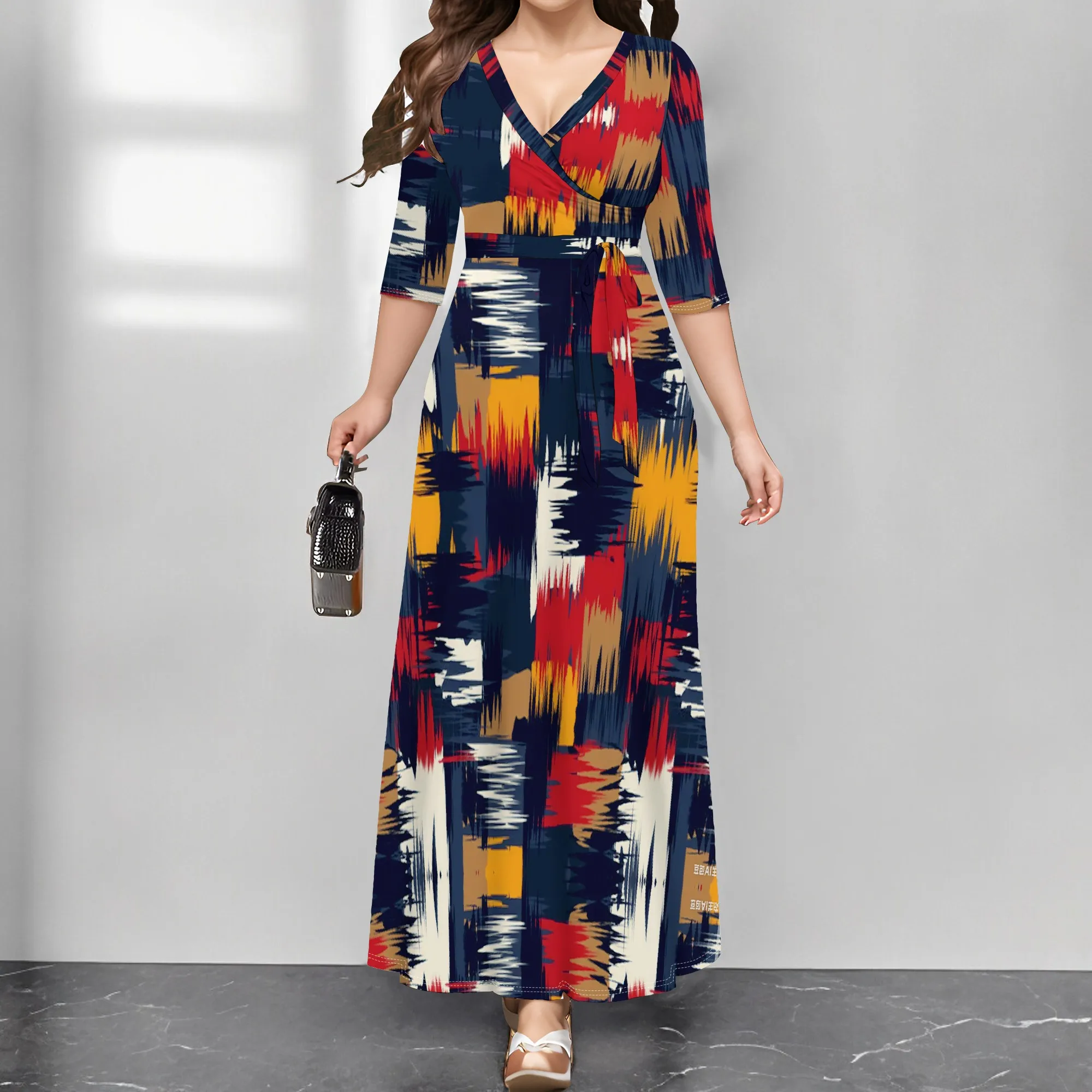 Art Graffiti Print V-Neck Maxi Dress Women Elegant Three Quarter Sleeve High Waist Belted Party Holiday Dress 2025
Art Graffiti Print V-Neck Maxi Dress Women Elegant Three Quarter Sleeve High Waist Belted Party Holiday Dress 2025