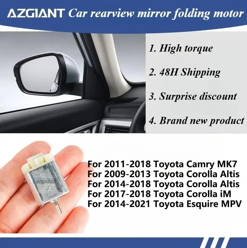 For Toyota Camry MK7/Corolla Altis/Corolla Altis/Corolla iM/Esquire MPV Car Power Folding Unit Mirror Actuator inner 12V Motor
For Toyota Camry MK7/Corolla Altis/Corolla Altis/Corolla iM/Esquire MPV Car Power Folding Unit Mirror Actuator inner 12V Motor
