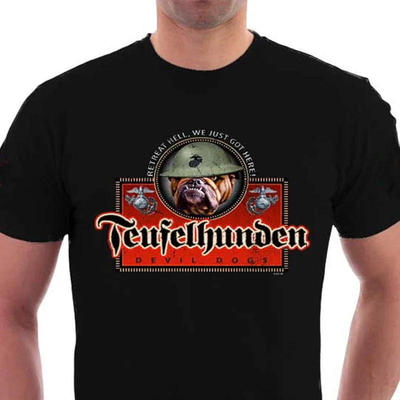 Retreat Hell, We Just Got Here! Teufel Hunden WWI Marine Corps T-Shirt 100% Cotton O-Neck Short Sleeve Casual Mens T-shirt
Retreat Hell, We Just Got Here! Teufel Hunden WWI Marine Corps T-Shirt 100% Cotton O-Neck Short Sleeve Casual Mens T-shirt