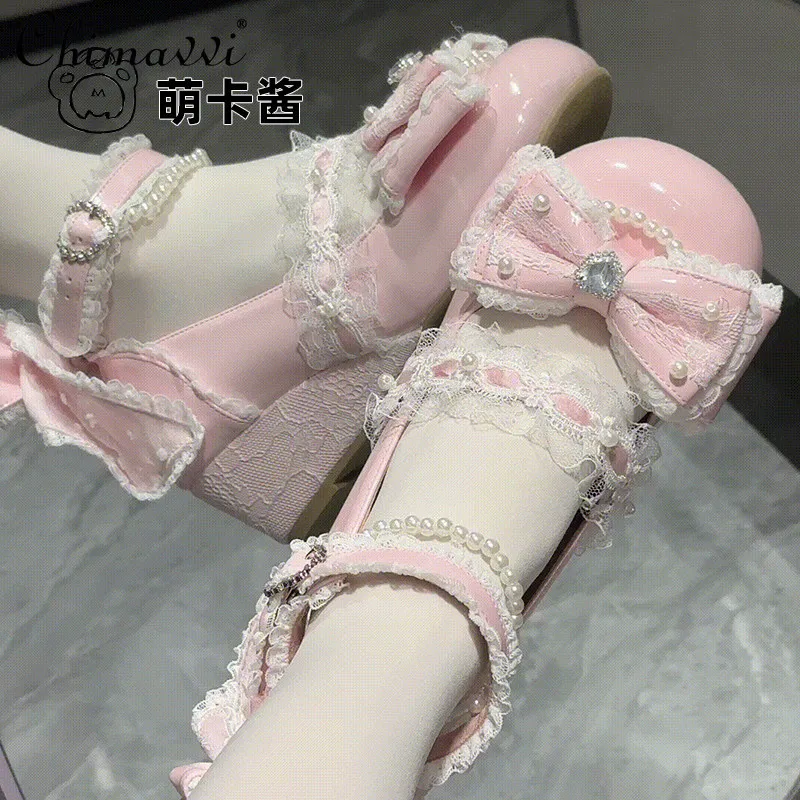 Original Japanese Style Sweet Mid-heel Jk Mary Jane Wedge Leather Shoes Spring Cute Girls Lace Bow Princess High Heels Pumps
Original Japanese Style Sweet Mid-heel Jk Mary Jane Wedge Leather Shoes Spring Cute Girls Lace Bow Princess High Heels Pumps