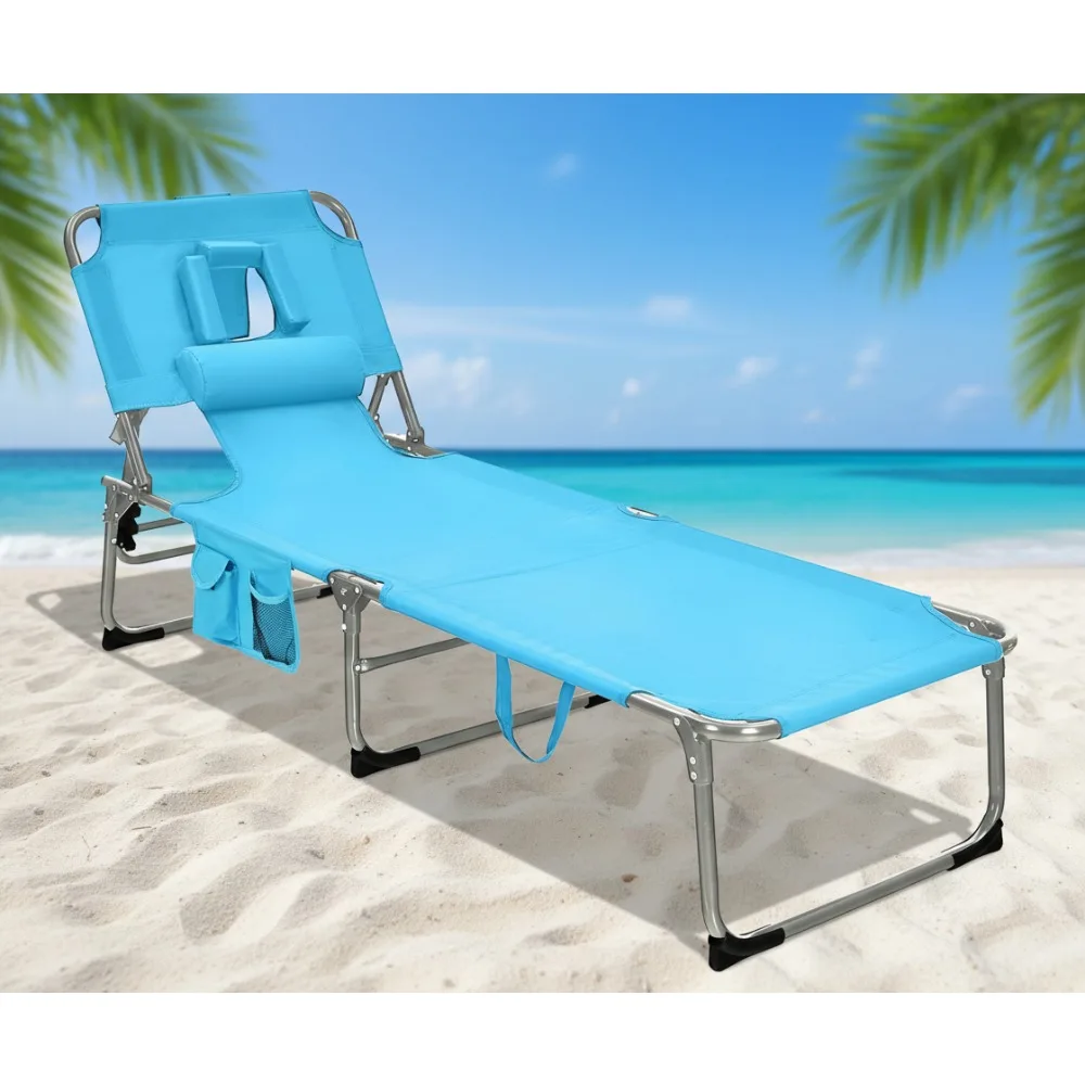 Folding Beach Lounge Chair with Face Hole, 5-Position Adjustable Backrest, Pillow & Side Pocket for Outdoor Sunbathing
Folding Beach Lounge Chair with Face Hole, 5-Position Adjustable Backrest, Pillow & Side Pocket for Outdoor Sunbathing