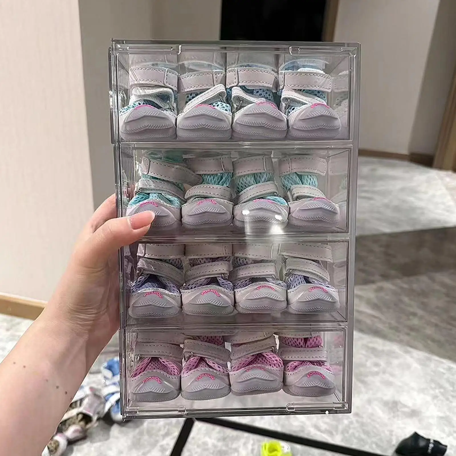 Dog Shoe Box Space Saving Portable Transparent Sturdy Stackable Shoe Hanger for Foot Cover Rain Boots Corridor Bedroom Dormitory
Dog Shoe Box Space Saving Portable Transparent Sturdy Stackable Shoe Hanger for Foot Cover Rain Boots Corridor Bedroom Dormitory