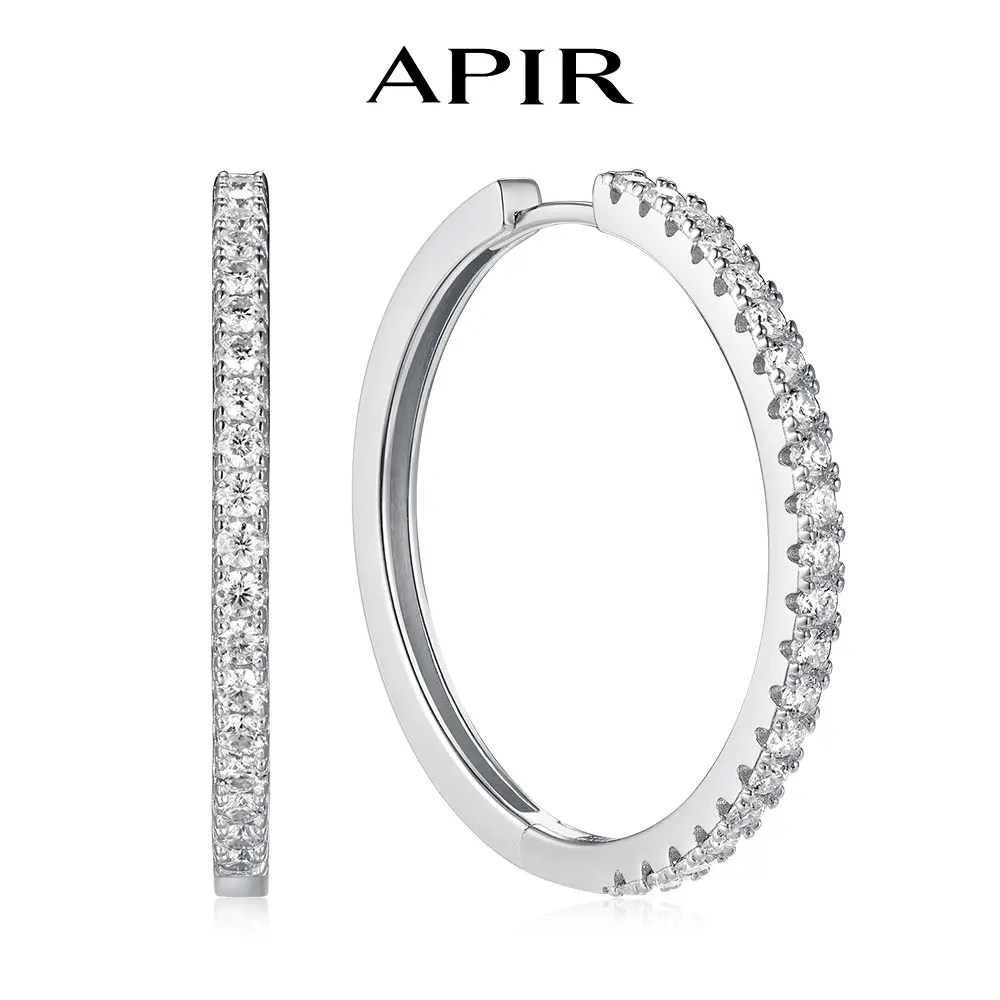 APIR Half Paved Moissanite Hoop Earrings 12/15/20/30mm 925 Sterling Silver Hypoallergenic Diamond Huggie Hoops Jewelry for Women
APIR Half Paved Moissanite Hoop Earrings 12/15/20/30mm 925 Sterling Silver Hypoallergenic Diamond Huggie Hoops Jewelry for Women
