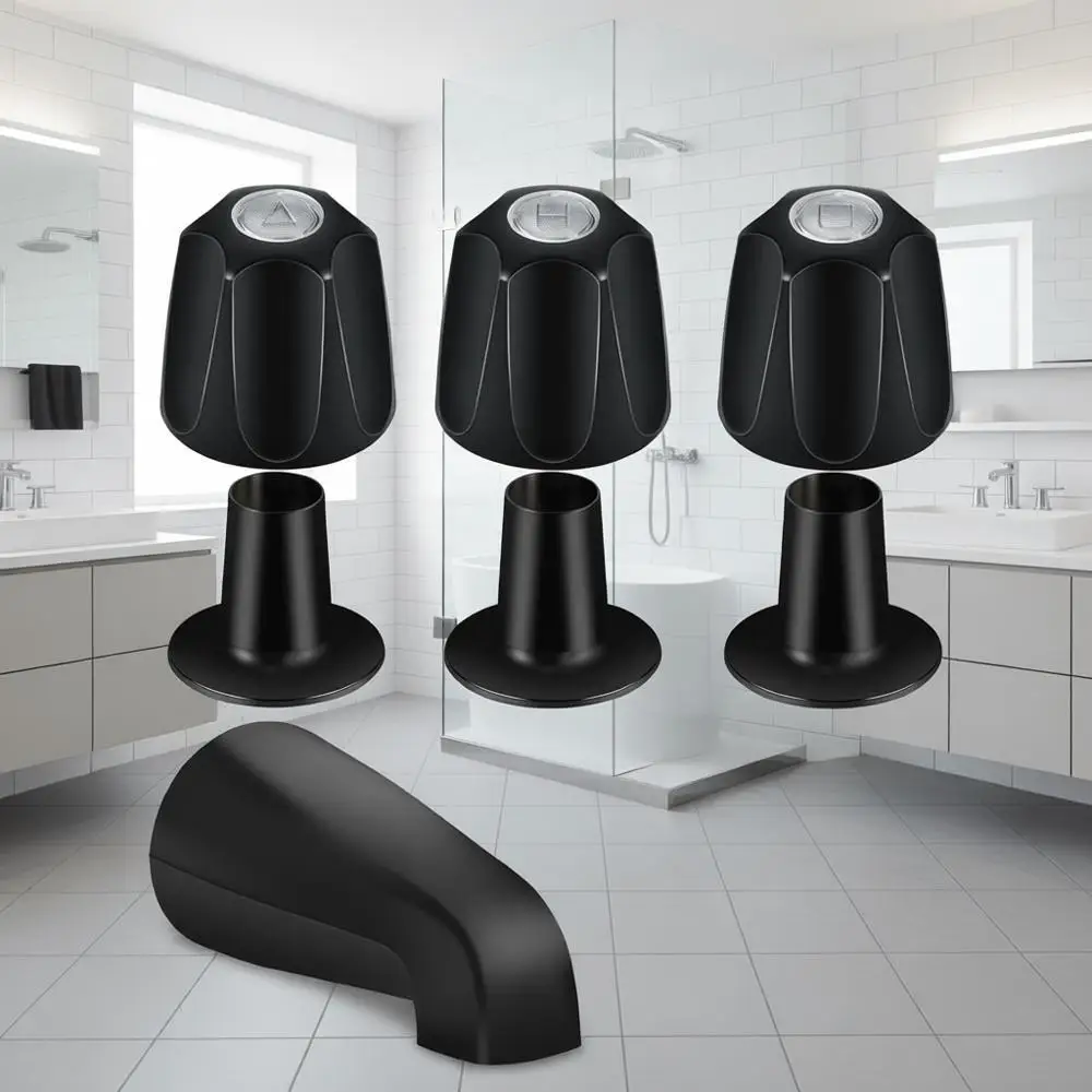 Black Matte Finish Tub Spout Shower Trim Kit, 3-Knob System, Fits 1/2 Male Thread and 3/4 IPS Thread Connections
Black Matte Finish Tub Spout Shower Trim Kit, 3-Knob System, Fits 1/2 Male Thread and 3/4 IPS Thread Connections