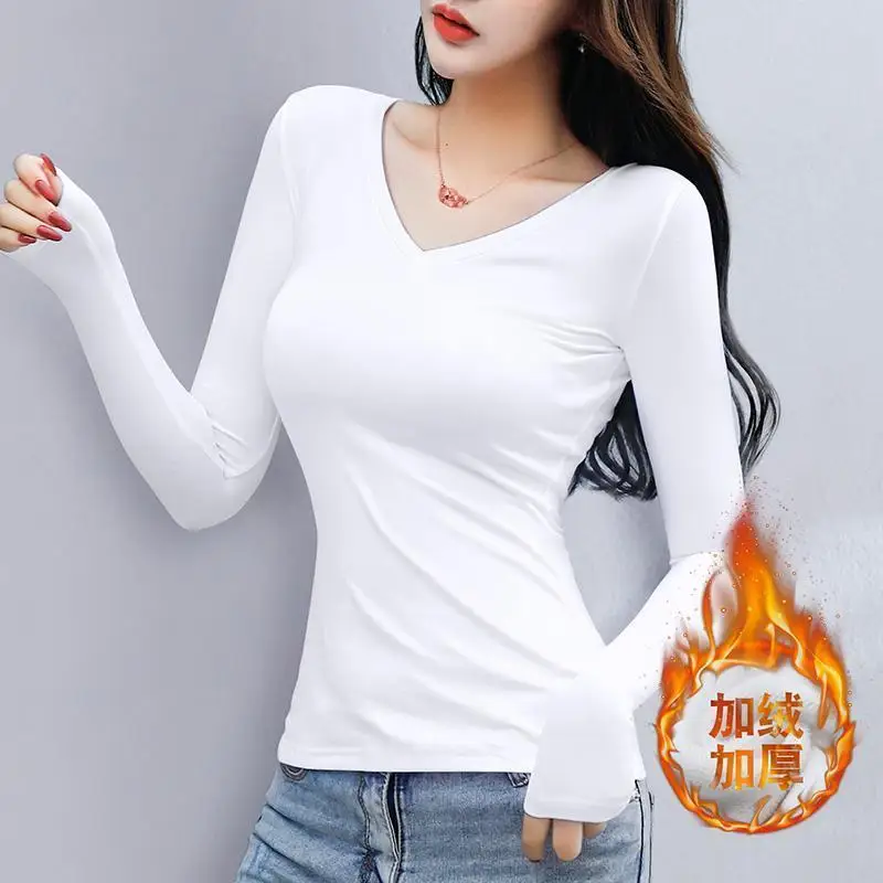 Autumn Winter New Long Sleeve Solid Slim Bottoming Shirt Simplicity All-match Casual T Shirt Tops Fashion Vintage Women Clothing
Autumn Winter New Long Sleeve Solid Slim Bottoming Shirt Simplicity All-match Casual T Shirt Tops Fashion Vintage Women Clothing