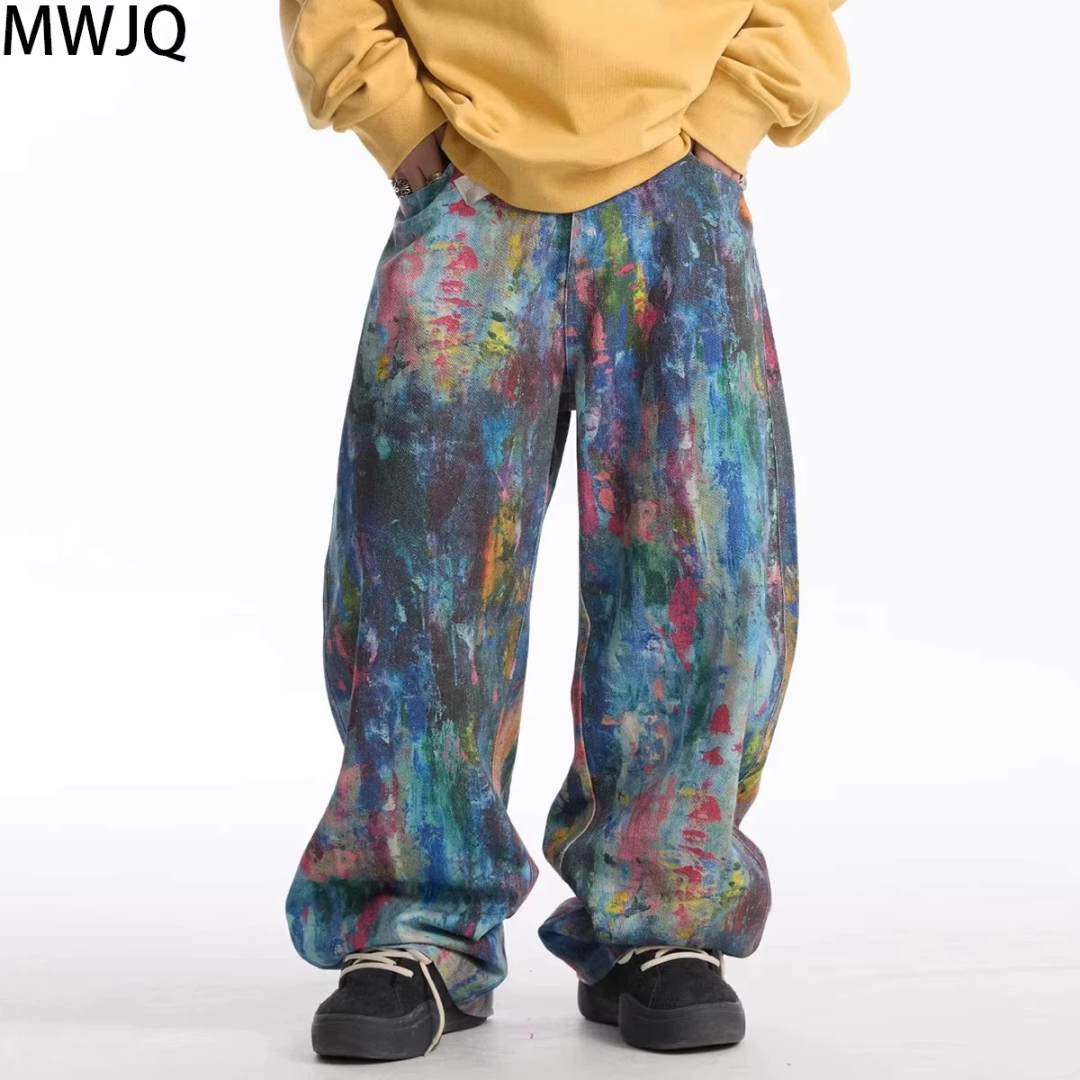 MWJQ Color Printing Splashed Ink Jeans Men's American Vintage Tide Straight Pants Loose Wide Leg Denim Trousers Spring 010124
MWJQ Color Printing Splashed Ink Jeans Men's American Vintage Tide Straight Pants Loose Wide Leg Denim Trousers Spring 010124