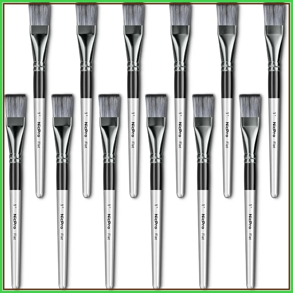 12pcs 1 Inch Flat Paint Brushes for Acrylic, Watercolor, Oil, Canvas Painting, Base Coating, Crafts
12pcs 1 Inch Flat Paint Brushes for Acrylic, Watercolor, Oil, Canvas Painting, Base Coating, Crafts