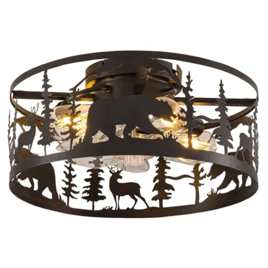 Farmhouse Caged Ceiling Fans with Lights and Remote ControlRustic Black Chandelier Fan with Bear Deer Design Flush Mount Low Pr
Farmhouse Caged Ceiling Fans with Lights and Remote ControlRustic Black Chandelier Fan with Bear Deer Design Flush Mount Low Pr
