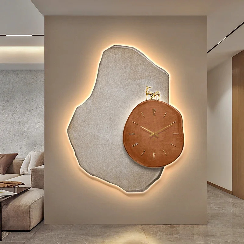 Wabi-sabi wind entrance decorative painting with clock stone to run LED painting high-end mural dining room living
Wabi-sabi wind entrance decorative painting with clock stone to run LED painting high-end mural dining room living